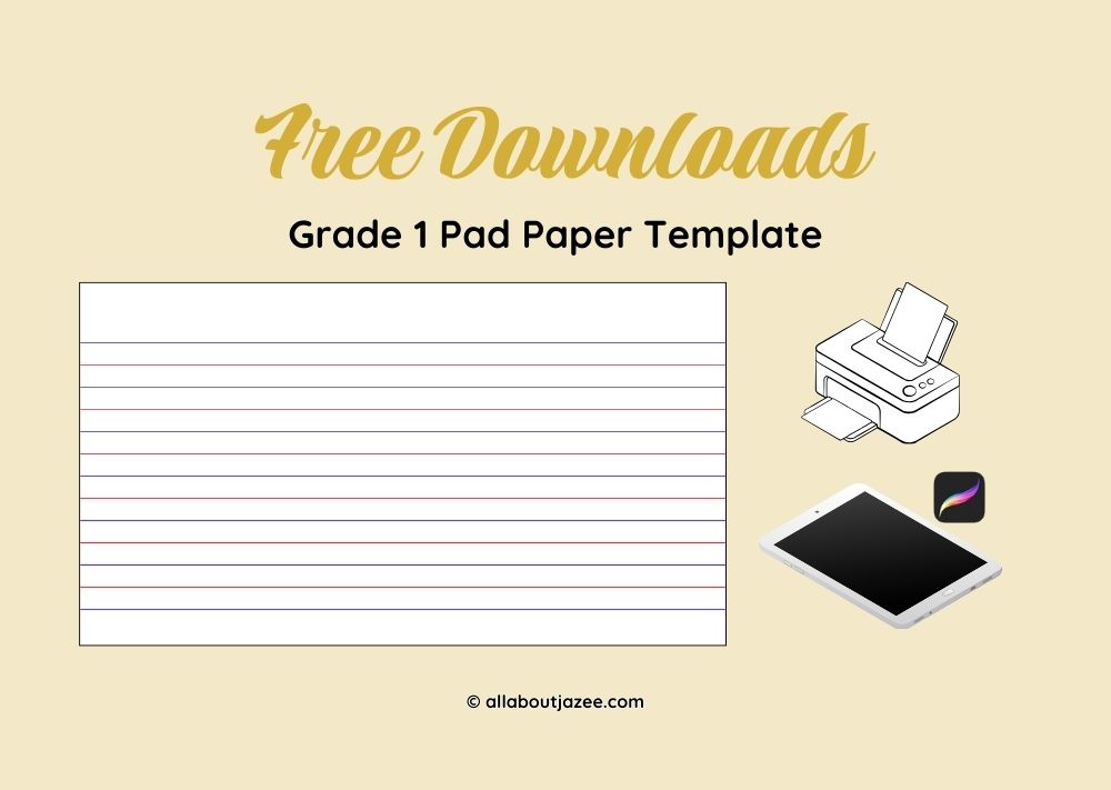 Grade 1 Pad Paper Template